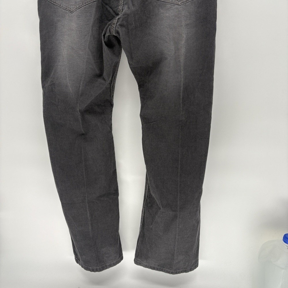 Y2K Wrangler Distressed Gray Corduroy Straight Fit Pants Pleated Grunge 38X30 - Picture 9 of 9